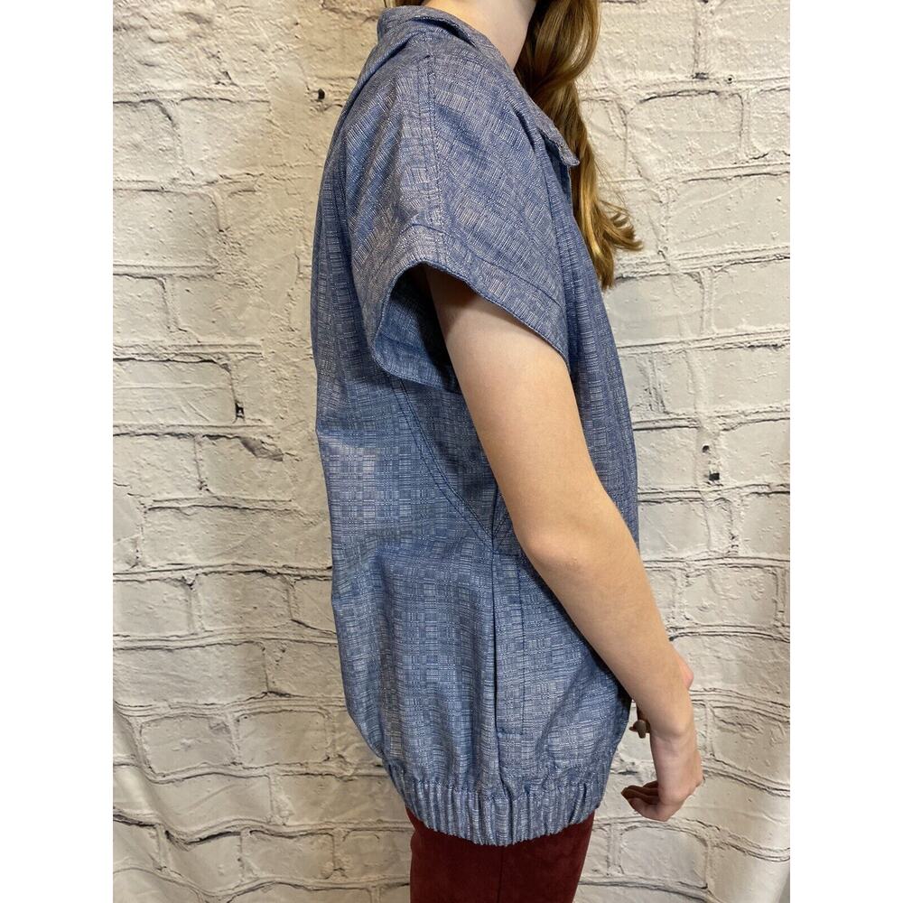 DEREK LAM jacket zip short sleeve denim High Neck Size S Hooded pockets - Picture 5 of 12